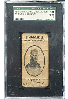 1924-25 Holland Creameries #6 Bobbie Benson card prewar hockey set lot
