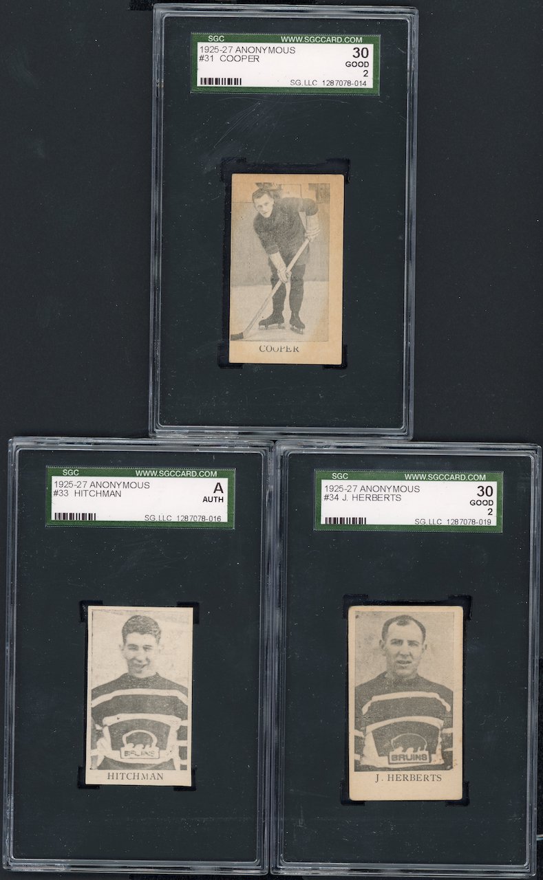 1925 1926 1924-26 Anonymous Hockey prewar for sale set bruins SGC