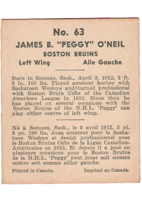 1936-37 1937 v356 world wide gum WWG #63 Peggy O'Neill