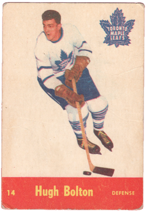 1955-56 Parkhurst Hockey #14 Hugh Bolton hockey cards jacque plante recrue