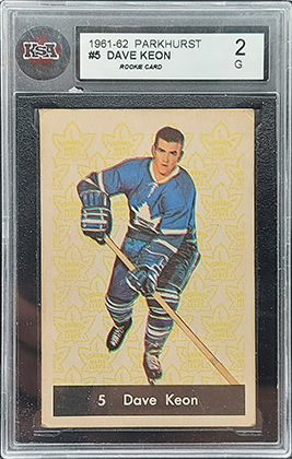1961-62 parkhurst #5 dave keon rookie rc hof ksa psa graded vintage hockey cards for sale