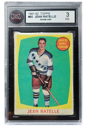 1961-62 Topps #60 Jean Ratelle RC Rookie KSA VG3 hockey cards carte for sale a vendre